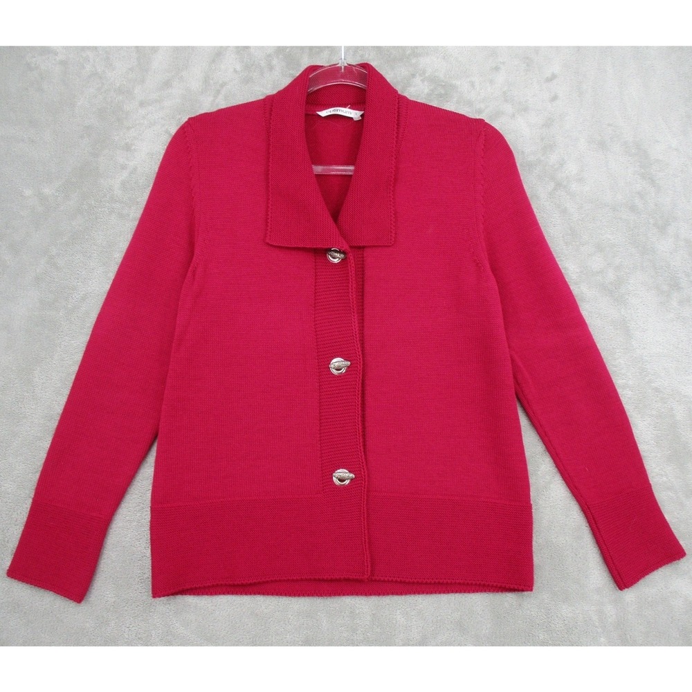 Optimum Sweater Womens Small Washable Merino Wool Cardigan Toggle Quiet Luxury